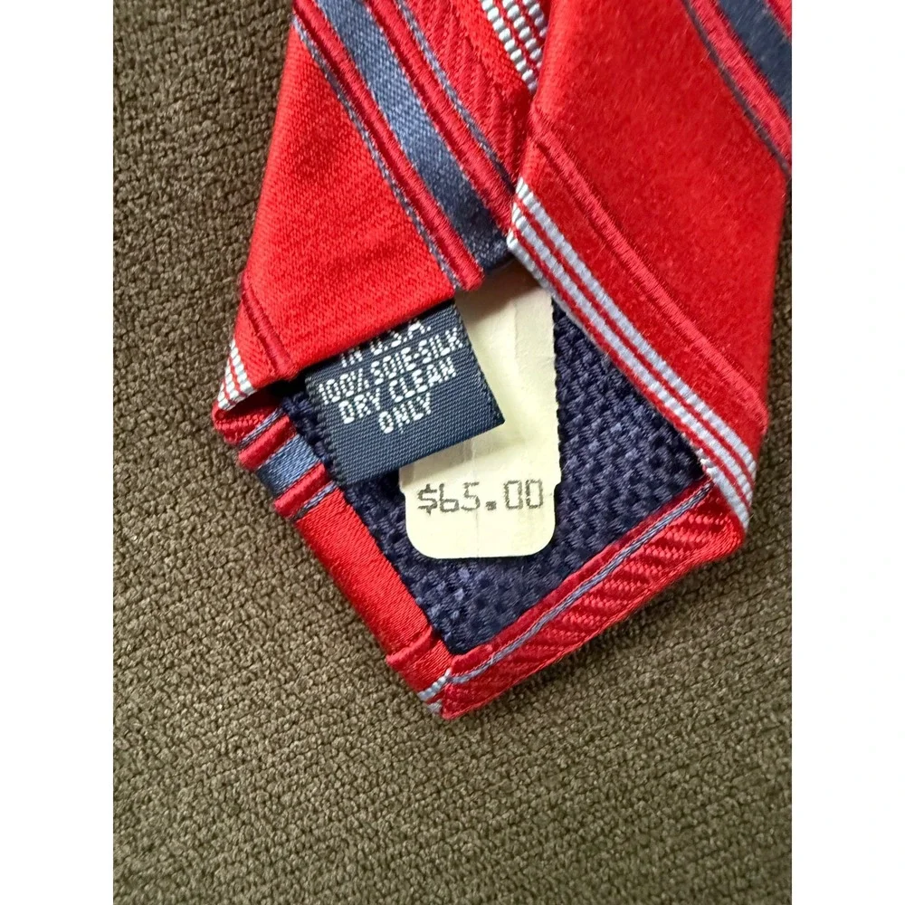 Daniel Cremieux Fumagalli's Red Striped Silk Tie‎ Hand Tailored Mens Necktie USA